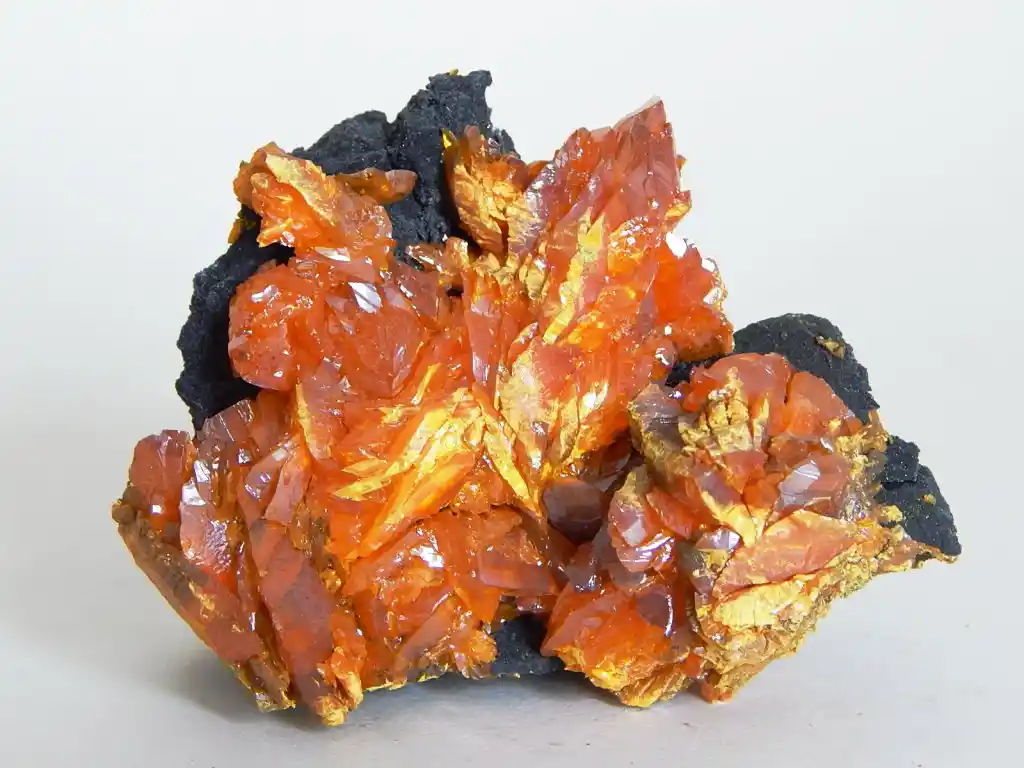 Leuchtend orange Auripigment-Kristalle